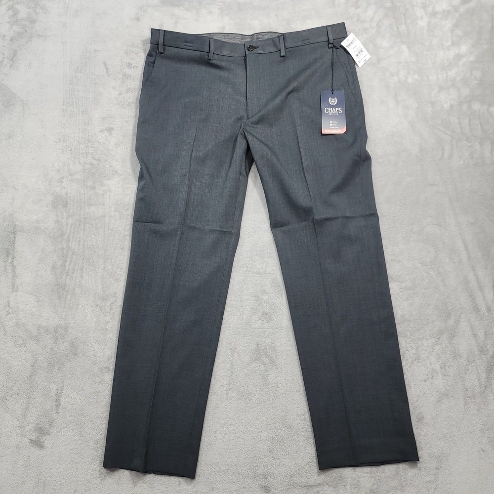 NEW Chaps Pants Mens 38x30 Gray Classic Fit Performance Dress Stretch Office